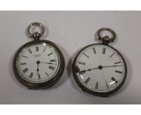 TWO VINTAGE SILVER CASED FOB WATCHES 