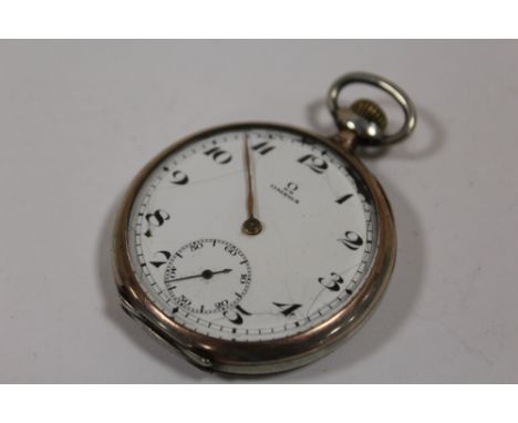 A VINTAGE GENTS OMEGA OPEN FACED POCKET WATCH 