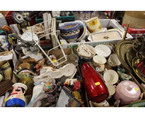 FOUR BOXES OF ASSORTED  CERAMICS AND CHINA TO INCLUDE CERAMIC FIGURES FOLEY CHINA ETC.