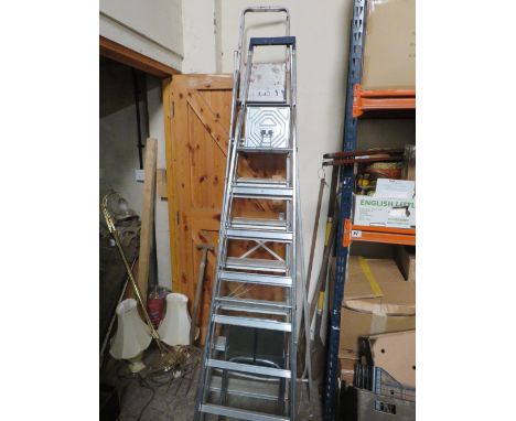 TWO SETS OF ALUMINUM STEP LADDERS