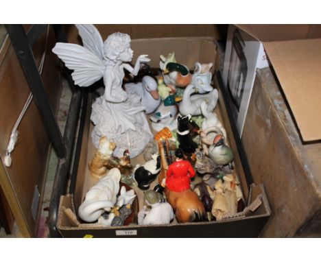 A TRAY OF ASSORTED CERAMIC FIGURES TO INCLUDE BORDER FINE ARTS EXAMPLES 