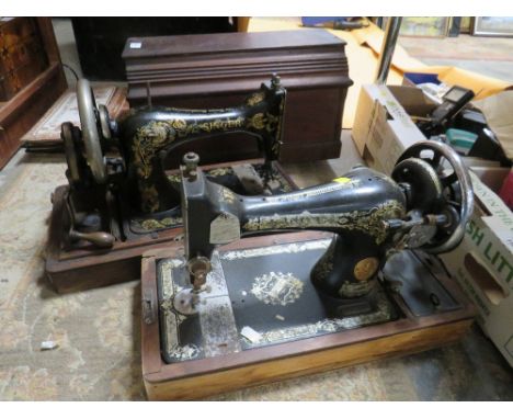 TWO VINTAGE SINGER SEWING MACHINES
