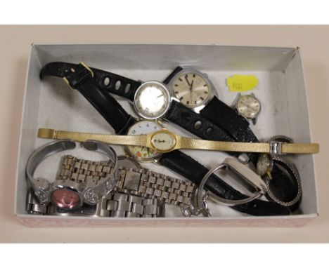 A SMALL BOX OF LADIES AND GENTS WRISTWATCHES TO INCLUDE A ROTARY EXAMPLE 