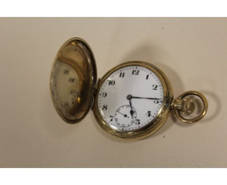 A VINTAGE ROLLED GOLD FULL HUNTER POCKET WATCH 