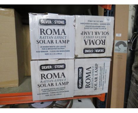 FOUR ROMA RATTAN EFFECT SOLAR LAMP