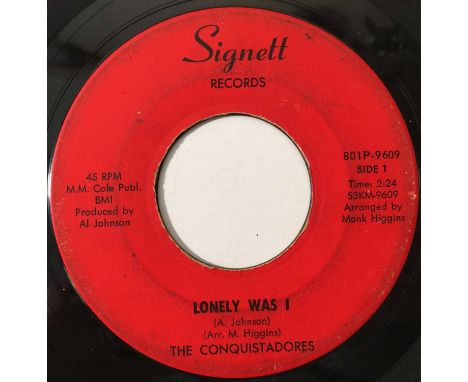 THE CONQUISTADORES - LONELY WAS I/ SADNESS AND MADNESS 7" (US NORTHERN - 801P-9609). Another scarce mid-60s northern soul sto