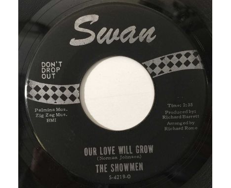 THE SHOWMENN - OUR LOVE WITH GROW 7" (US NORTHERN - SWAN S-4219). A timeless slice of mid-60s US northern by The Showmen; Our