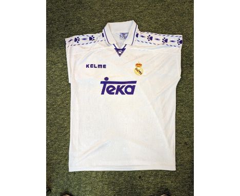 Match Worn Real Madrid Football Jersey by Raúl González Blanco Kelme brand 1996-97 Auction Print out from Julien's 12/04/20&n