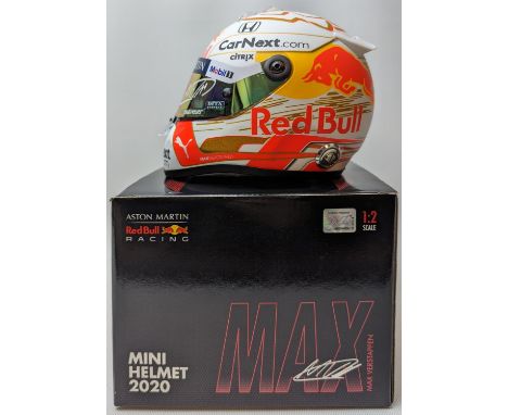 Max Verstappen Mini Helmet 2020, 1:2 Scale Aston Martin Red Bull Racing Signed with COA 