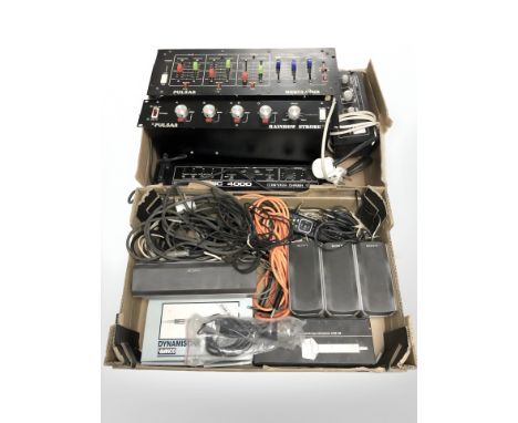 Audio equipment including Logic 4000 computer chaser, Pulsar modulator and Rainbow strobe systems, Artisan Audio sequential l