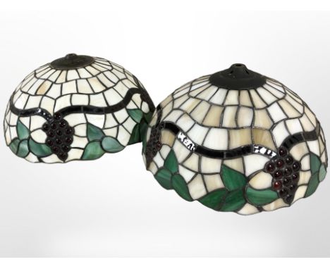 A pair of Tiffany style leaded glass light shades, diameter 40 cm 