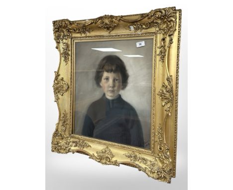 Adele Fairholme (fl. late 19th century) : Head and shoulders portrait of a girl, colour chalks, 48 cm x 40 cm, signed and dat