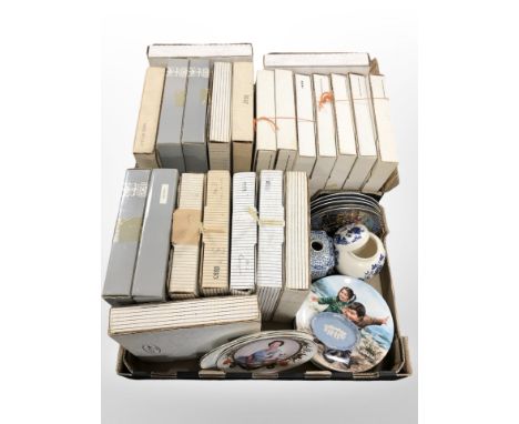 Collector's plates including Bradford Exchange, Royal Worcester and a Masons caddy made for Ringtons, Wedgwood Jasperware sha