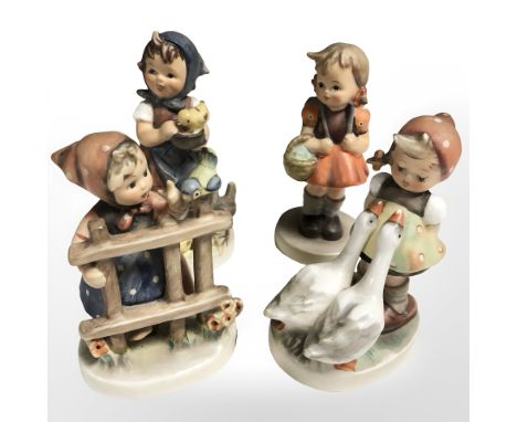 Four 1970's Hummel and Goebel figurines of farmyard girls 