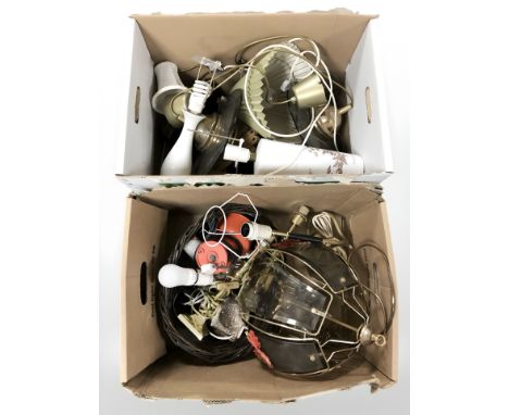 A group of table lamps and other various light fittings. (continental plugs, 2 boxes)