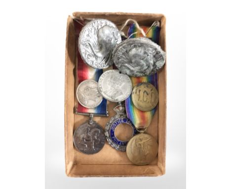 A World War I medal pair comprising British War Medal and Victory Medal named to K. 13872 J. H. Reay, S.P.O. R.N together wit