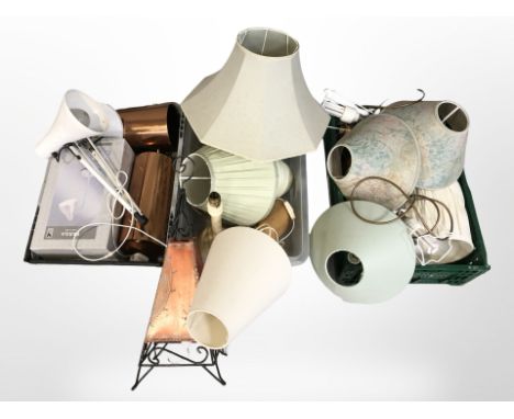 Assorted table lamps and light fittings (three boxes) 