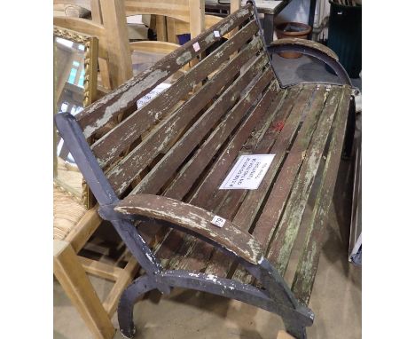 Teak garden bench with cast iron ends. Not available for in-house P&amp;P 