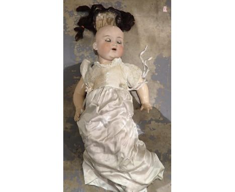 Vintage childs doll with porcelain head. Not available for in-house P&P 