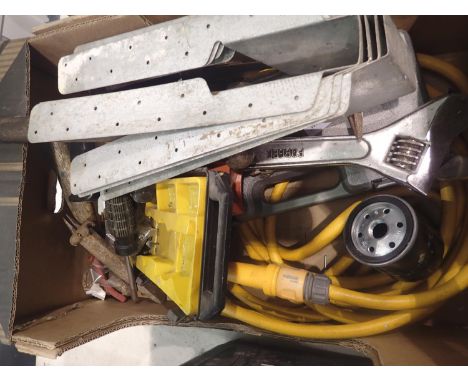 Box of mixed tools to include copper hammer. Not available for in-house P&amp;P 
