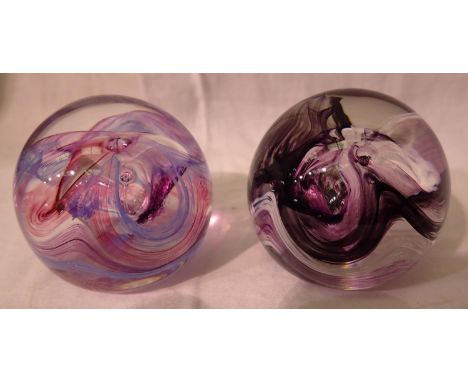Pair of small Caithness Moon Crystal paperweights. P&amp;P Group 1 (£14+VAT for the first lot and £1+VAT for subsequent lots)
