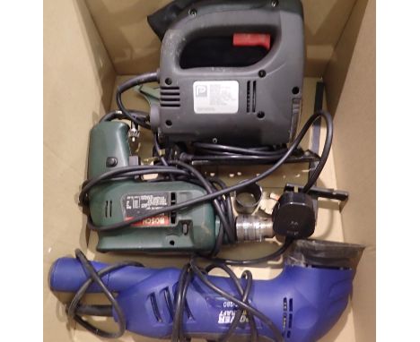 Four power tools, two Power Craft sanders, a Performance jigsaw and a Bosch SB 350 drill. All electrical items in this lot ha