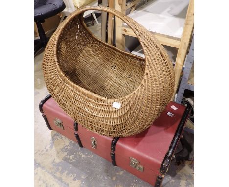 Wood bound trunk and large wicker basket. Not available for in-house P&amp;P 