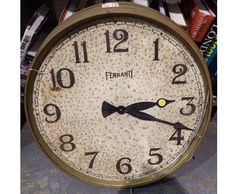 Large Ferranti electric wall clock, D: 45 cm. Not available for in-house P&amp;P 