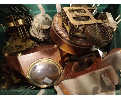 Box of mixed clock faces, cases and movements. Not available for in-house P&amp;P 