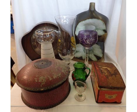 Mixed items to include Oriental box, clock, glasses etc. Not available for in-house P&amp;P 