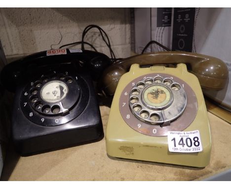 Two vintage rotary telephones. Not available for in-house P&amp;P 