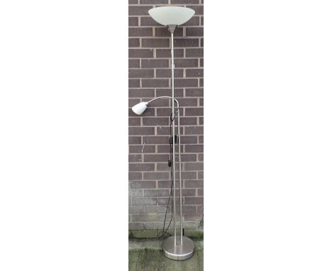Stainless steel mother and daughter lamp, H: 200 cm. Not available for in-house P&amp;P 