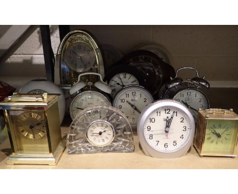 A quantity of wall and mantel clocks to include Carriage clock. Not available for in-house P&amp;P 