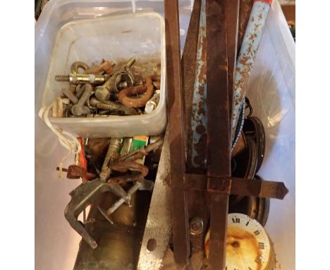 Box of mixed hand tools including saws. Not available for in-house P&amp;P 