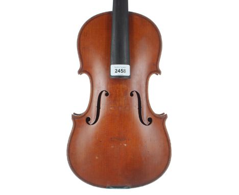Lowendall violin circa 1910, stamped no. 696 on the button, 14 1/4", 36.20cm 