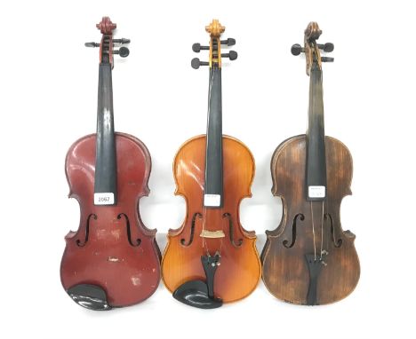 Maidstone violin, 14 1/8", 35.90cm; also an early 20th century violin branded Duke below the button, 14 1/8", 35.90cm and a L