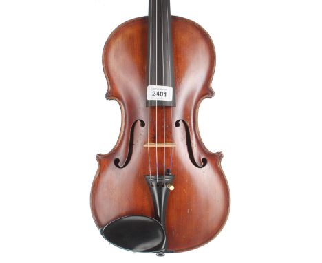 English violin by and labelled Henry Handley, Fiddle Restorer and Maker, Worcester, 1901, no. 59, the two piece back of birds