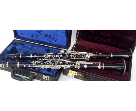 Clarinet by and stamped Leblanc, Paris,&nbsp;LX Model, ser. no. 62390, mouthpiece, case; also another clarinet by and stamped