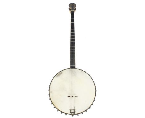 Four string unnamed banjo, with 12" skin and 26.5" scale length (possibly a cello banjo) 