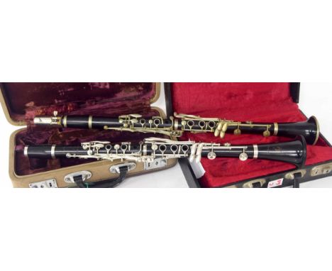 Clarinet by and stamped Excelsior Sonorous&nbsp;Class Hawkes &amp; Son, Makers, London, ser. no. 13198, mouthpiece, case; als