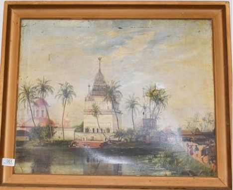 M Smith Indian palace scene, signed oil on canvas, 47cm by 58cm