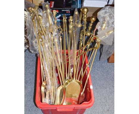 ~ A large quantity of brass fire tools