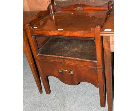 A George III mahogany commode converted to a bedside cabinet, 60cm by 44cm by 82cm