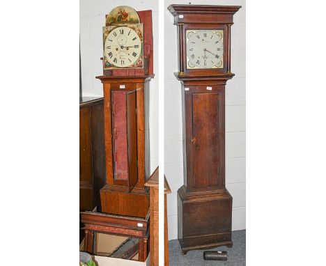 A George III oak cased thirty hour longcase clock signed James Pearson, Penrith together with an eight day longcase clock ear