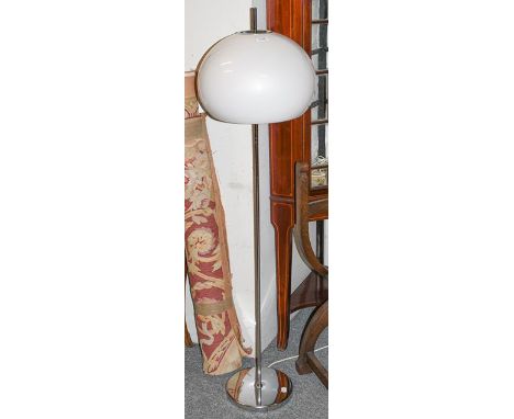 Chrome based standard lamp with opaque domed shade