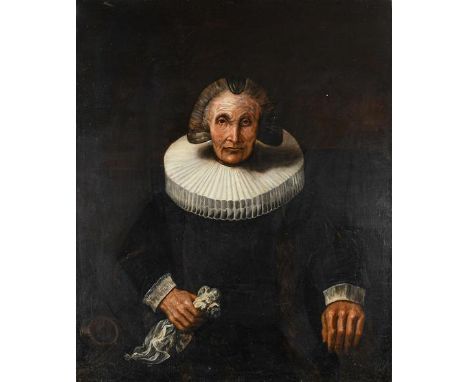 A portrait of a lady, after Rembrandt, unframed.  78cm by 94cm 