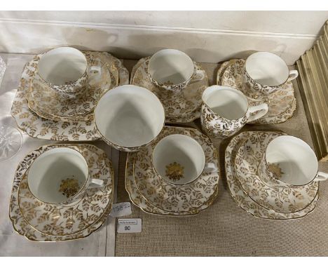 A vintage Hamilton fine bone china gold plated tea set, shipping unavailable
