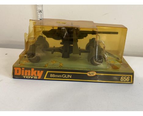 A boxed Dinky 656 die-cast 88mm gun model