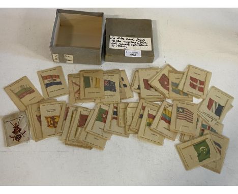 A box of 50 silk cigarette card flags