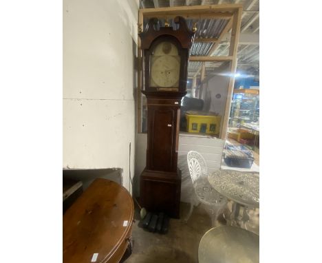 A Regency period long cased clock with enamel dial, subsidiary dials made in Richmond York, with weights and pendulum (needs 